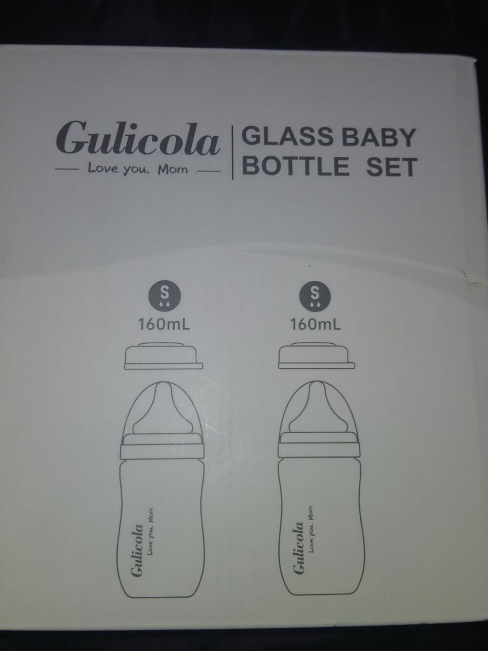 Gulicola Natural Glass Baby Bottles 2-Pack 160mL 5oz Slow Flow Nipple New in Box